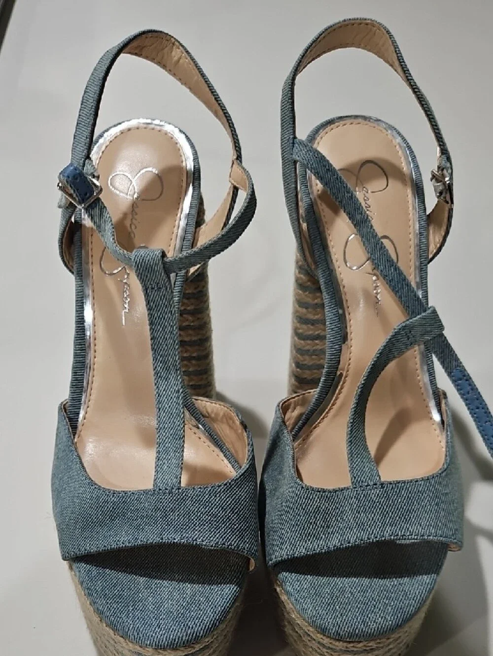 Jessica Simpson Denim Blue  Platform Sandals Size 9.5 Nwot